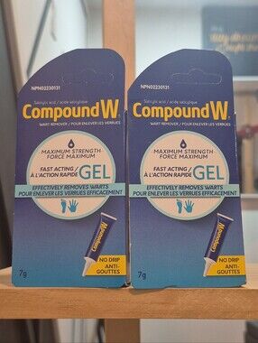 2x Compound W Wart Remover Maximum Strength Fast Acting Gel - 0.25oz New In Box